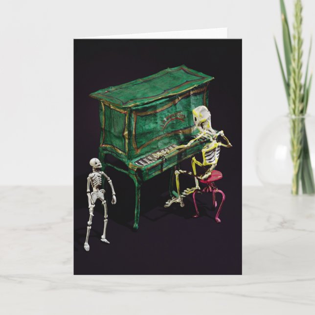Tarjeta El Día de los Muertos como músicos (Anverso)