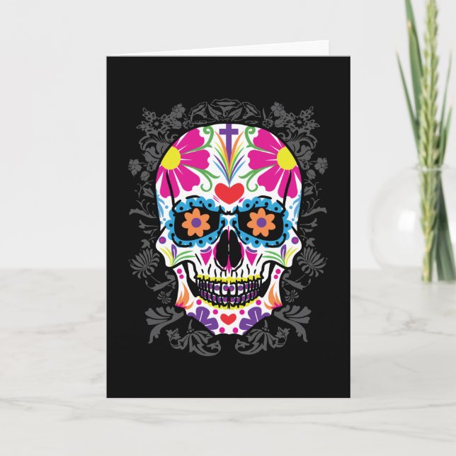 Tarjeta El Día de los Muertos de la Calavera de Azúcar (Anverso)