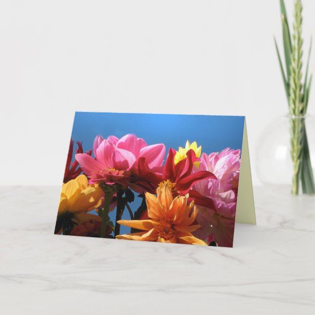 Tarjeta El día de madre brillante de las dalias (Anverso)