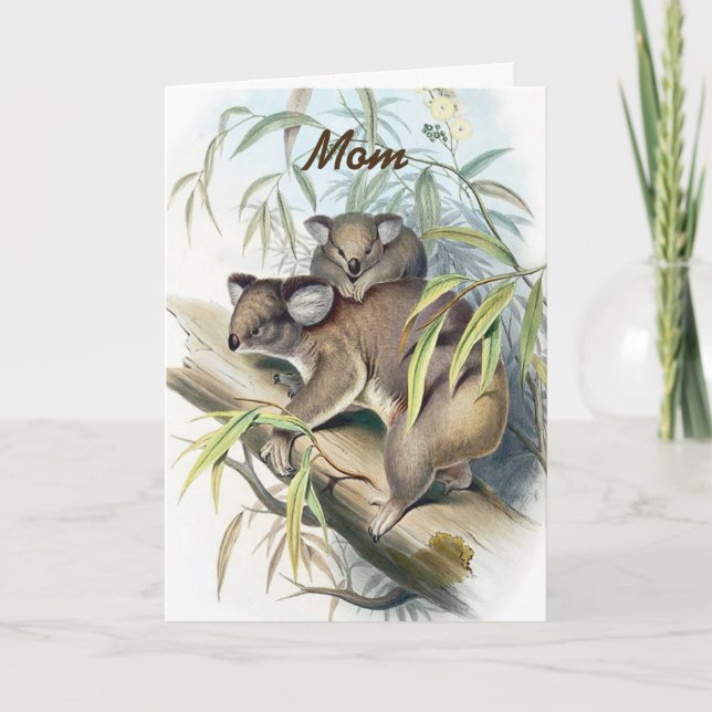 Tarjeta El día de madre de los osos de koala (Anverso)