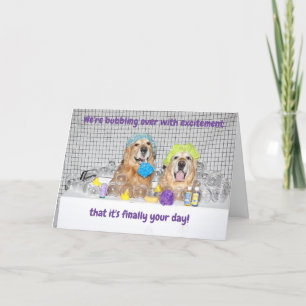 Tarjeta El día de madre del baño de burbujas del golden