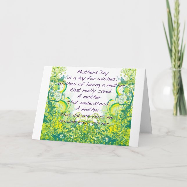Tarjeta El día de madre desea amarillo verde (Anverso)