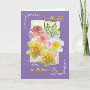 Tarjeta El día de madre, esposa. Narciso, lirio de los