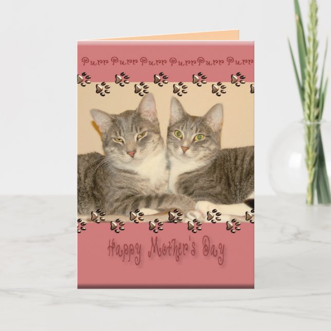 Tarjeta El día de madre feliz con dos gatos (Anverso)