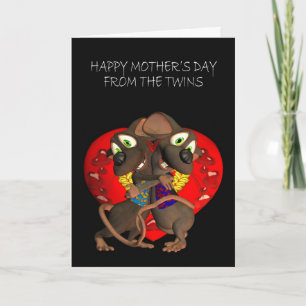Tarjeta El día de madre feliz de los gemelos, los ratones