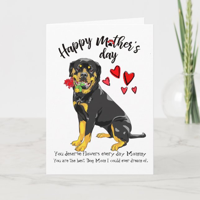 Tarjeta El día de madre feliz de su Rottweiler cariñoso (Anverso)
