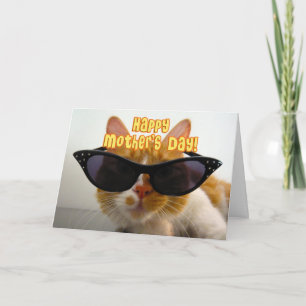 Tarjeta El día de madre feliz - gato fresco en gafas de
