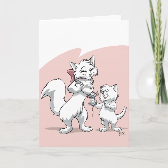 Tarjeta ¡El día de madre feliz!! Gato y gatito de la mamá (Anverso)