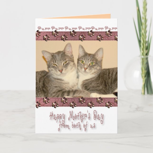 Tarjeta El día de madre feliz nosotros dos con los gatos (Anverso)