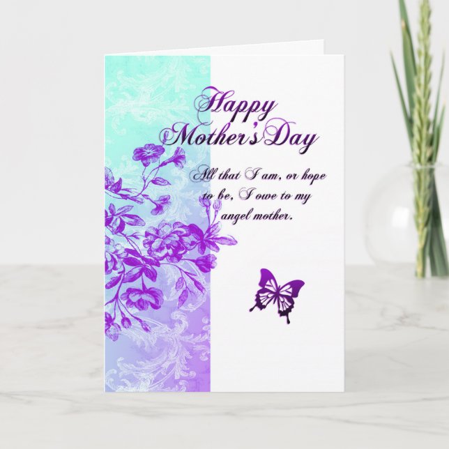 Tarjeta El día de madre feliz (púrpura) (Anverso)