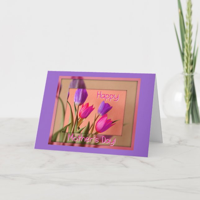 Tarjeta ¡El día de madre feliz! Tulipanes (Anverso)