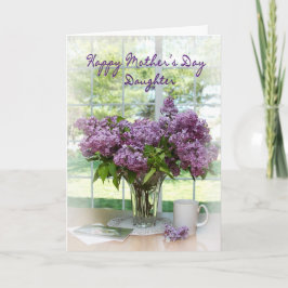 Tarjeta El día de madre - hija - lilas