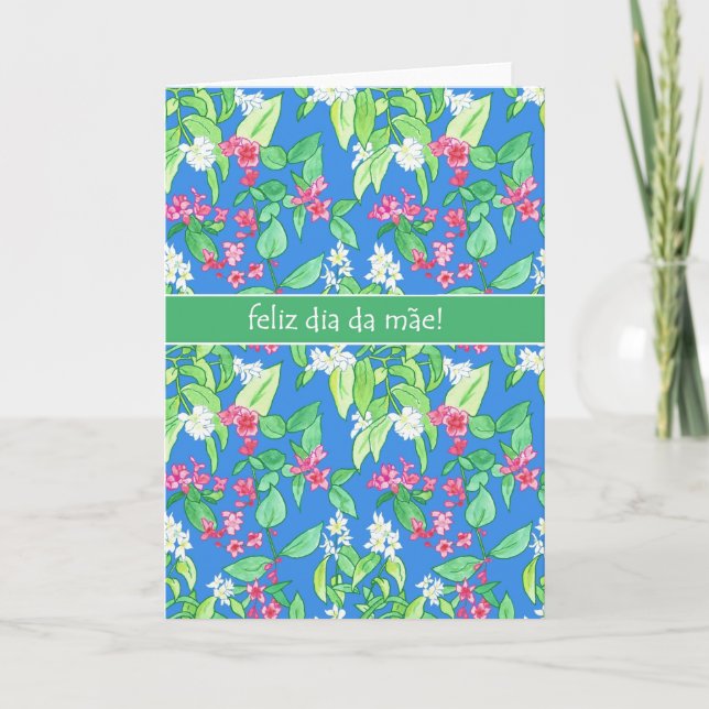 Tarjeta El día de madre portugués del flor bonito de la (Anverso)