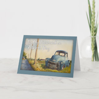 Tarjeta El día de padre, a mi marido, camión azul