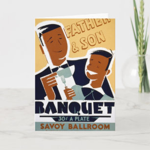Tarjeta El día de padre afroamericano y banquete del hijo
