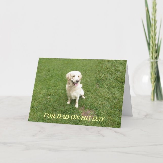 Tarjeta El día de padre del golden retriever (Anverso)