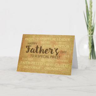 Tarjeta El día de padre del sacerdote católico, calidades