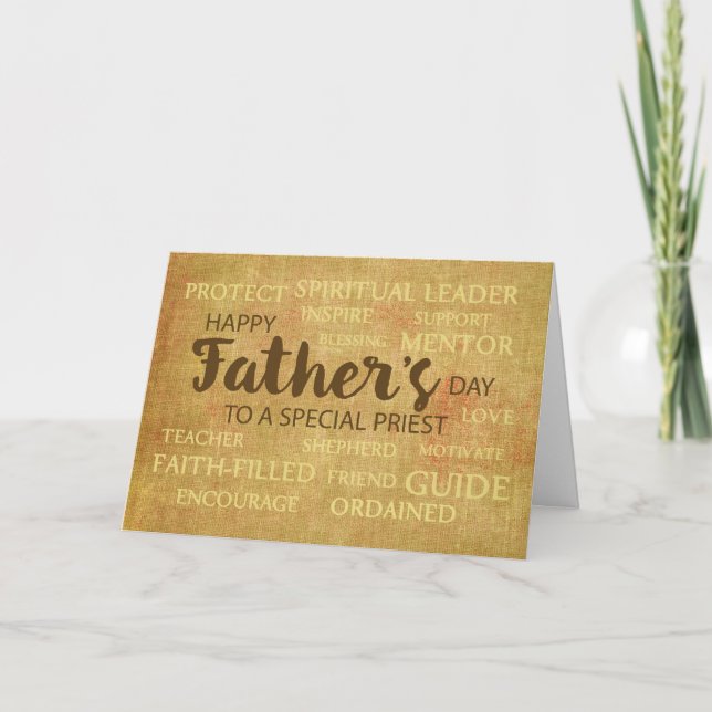 Tarjeta El día de padre del sacerdote católico, calidades (Anverso)