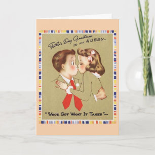 Tarjeta El día de padre del vintage que saluda a mi