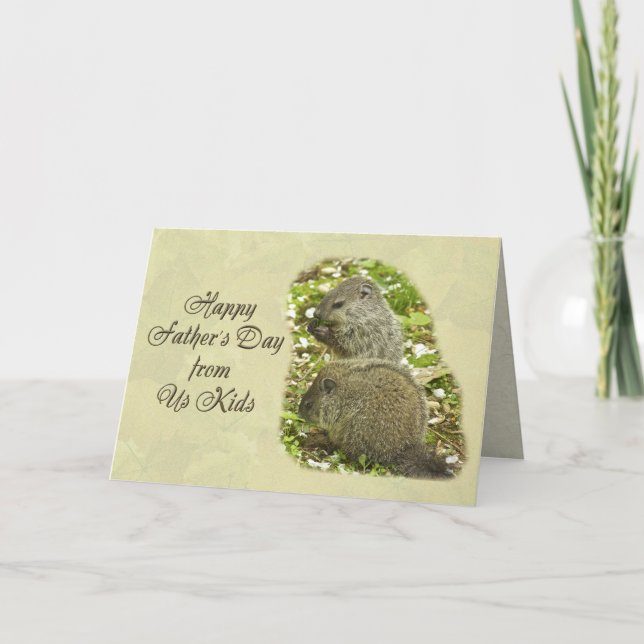 Tarjeta El día de padre feliz - bebé Groundhogs (Anverso)