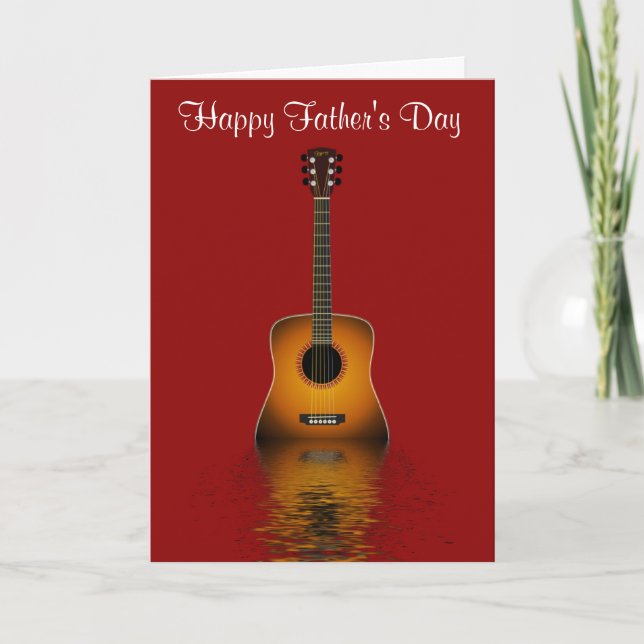 Tarjeta El día de padre feliz con la guitarra acústica al (Anverso)