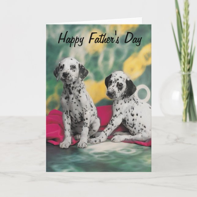 Tarjeta El día de padre feliz de los perritos dálmatas (Anverso)