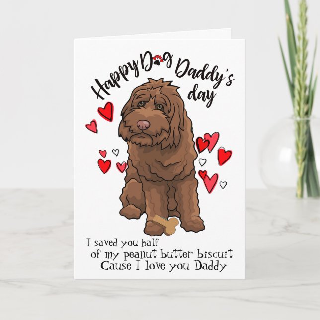 Tarjeta El día de padre feliz de su perro de Labradoodle (Anverso)