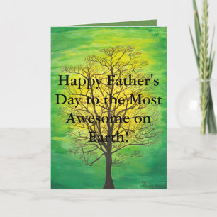 Tarjeta El día de padre feliz del árbol verde la mayoría