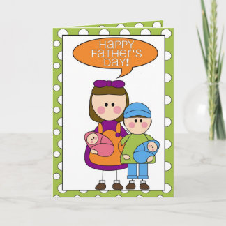 Tarjeta el día de padre feliz (muchacho/chica/gemelos)