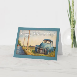 Tarjeta El día de padre, papá, camión azul