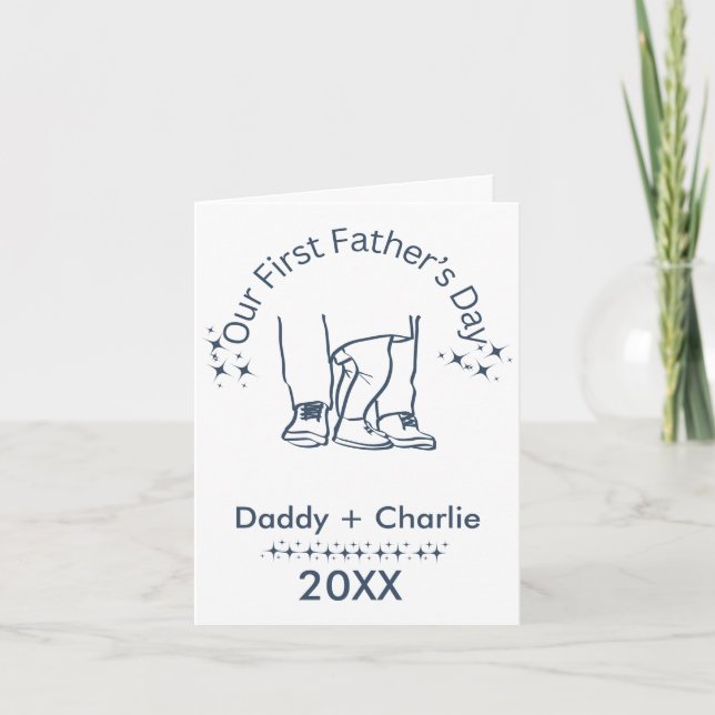 Tarjeta El Día de Papá Azul y los Niños Pequeños (Anverso)