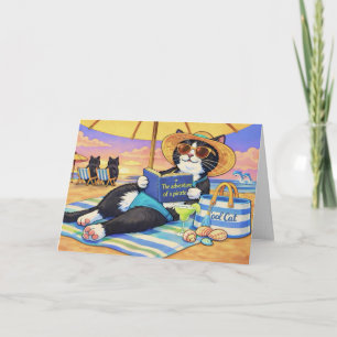 Tarjeta El día de playa perfecto, gato 
