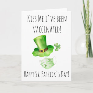 Tarjeta El Día de San Patricio Bésame estoy vacunado