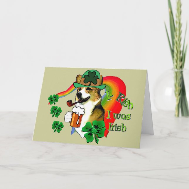 Tarjeta El día de San Patricio del Corgi Galés (Anverso)