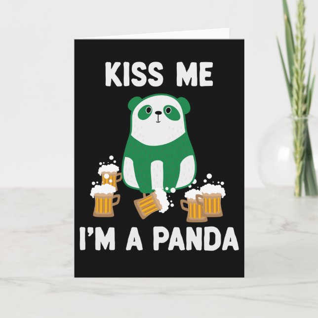 Tarjeta El Día de San Patricio me besa, soy un panda (Anverso)