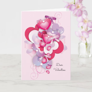 Tarjeta El día de San Valentín 2 Corazones 1 Bonito de par