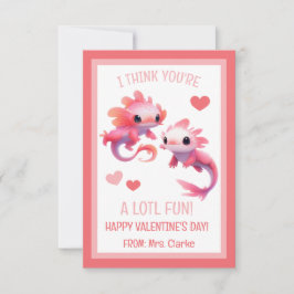 Tarjeta El día de San Valentín Axolotl rosa