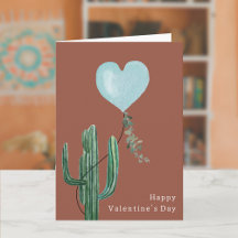 El día de San Valentín azul Cactus Desert Pun Terr