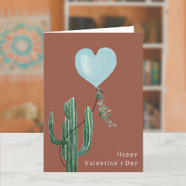 Tarjeta El día de San Valentín azul Cactus Desert Pun Terr