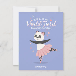 Tarjeta El día de San Valentín Ballerina Panda Kid
