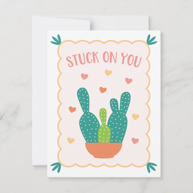 Tarjeta El día de San Valentín Cactus (Anverso)