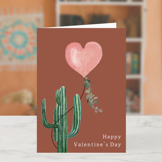 Tarjeta El día de San Valentín Cactus Desert Pun Terracott (Subido por el creador)