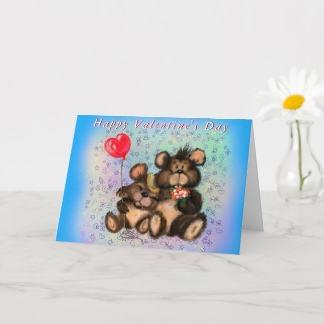 Tarjeta El día de San Valentín Card Bear Pareja Amor (Planta pequeña)
