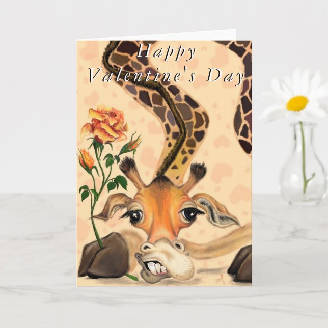 Tarjeta El día de San Valentín Card Romantic Giraffe Funny (Planta pequeña)