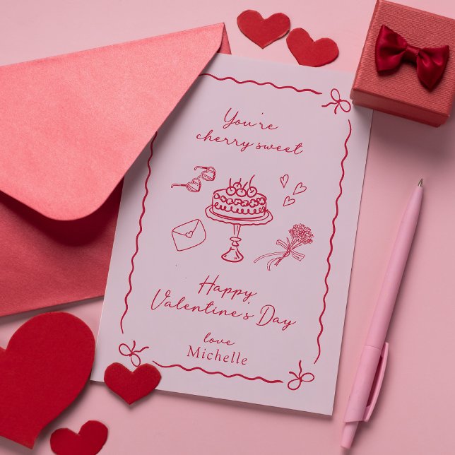 Tarjeta El día de San Valentín Cherry Pink (Subido por el creador)