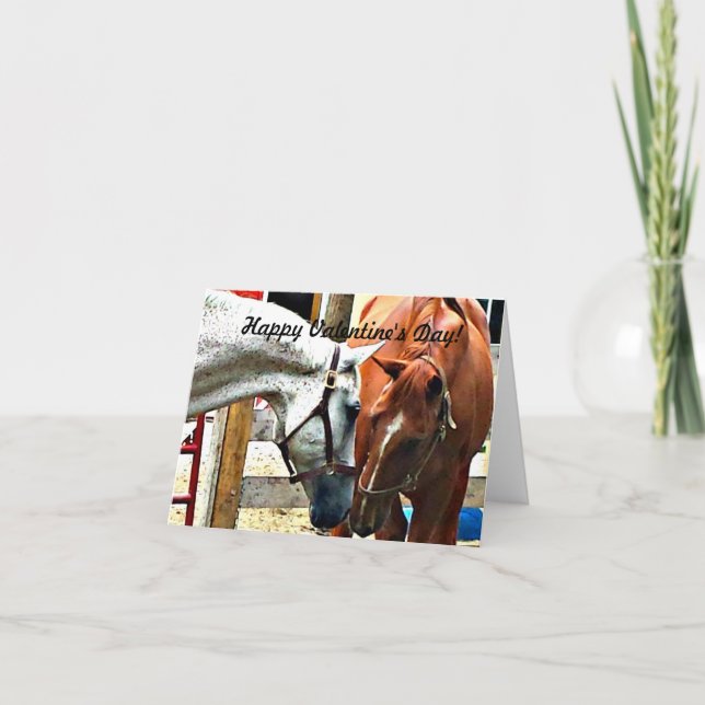 Tarjeta el día de San Valentín con caballos (Anverso)