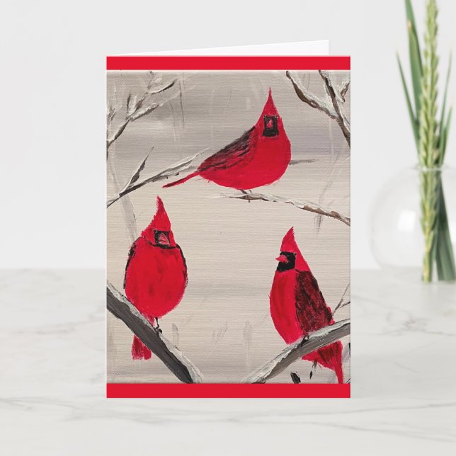 Tarjeta el día de San Valentín con cardenales (Anverso)