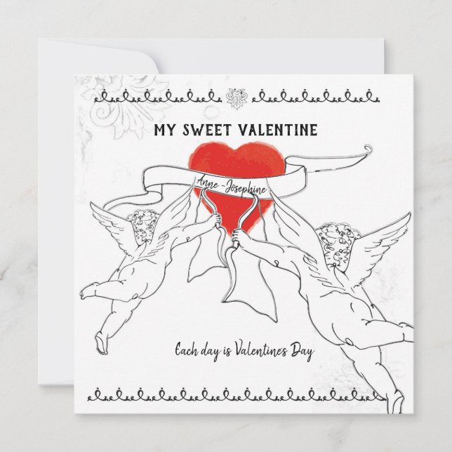 Tarjeta el día de San Valentín con Cherubs (Anverso)