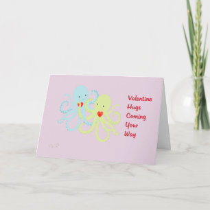 Tarjeta el día de San Valentín con Octopuses color