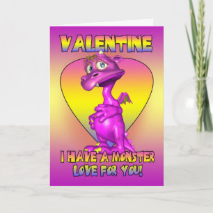 Tarjeta el día de San Valentín con pequeño monstru